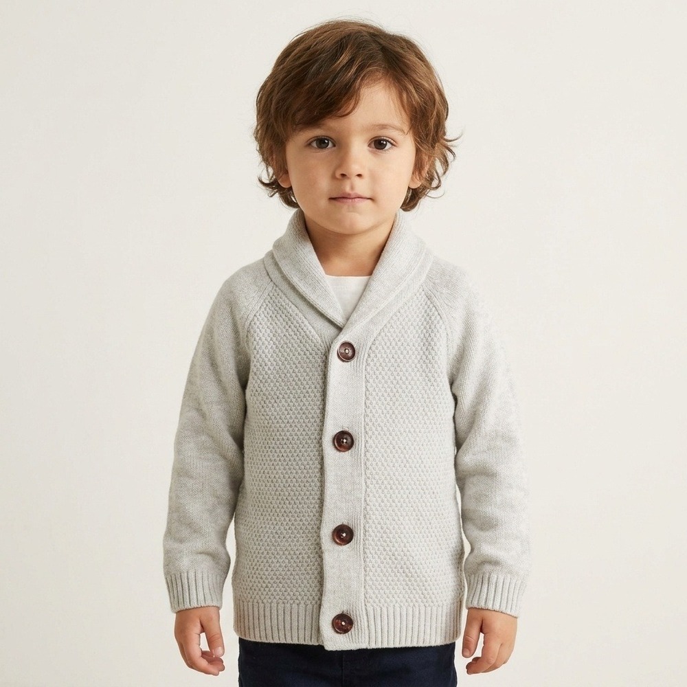 Inextenso Gray Shaw Collar Knit Cardigan Toddler Boy - Size 18M